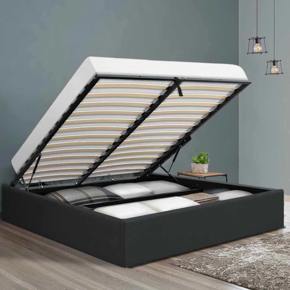 Chicago (Double) Storage Bed Frame | Fabric - Charcoal - Homecoze