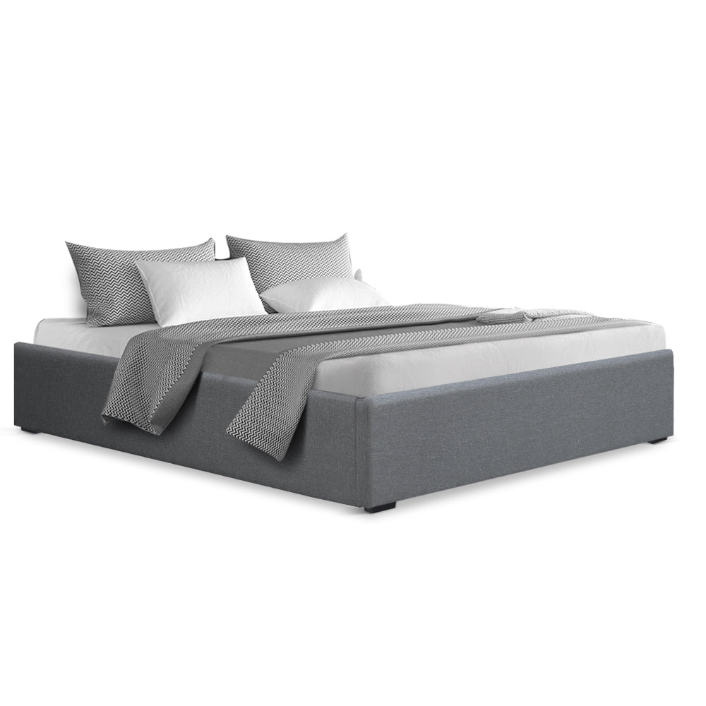 Chicago (Double) Storage Bed Frame | Fabric - Grey - Homecoze