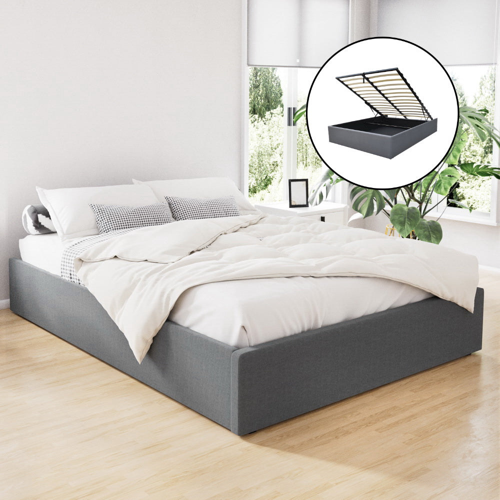 Chicago (Double) Storage Bed Frame | Fabric - Grey - Homecoze