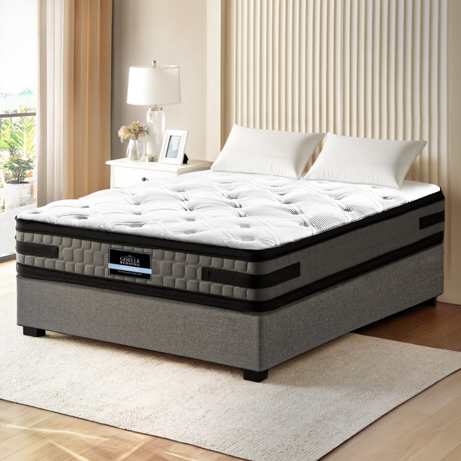 Artiss Bed Frame with 36cm Giselle Mattress Set King Single Gas Lift Base Grey - Homecoze