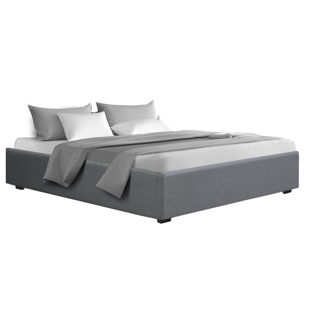 Chicago (King) Storage Bed Frame | Fabric - Grey - Homecoze