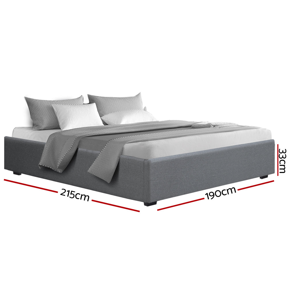 Chicago (King) Storage Bed Frame | Fabric - Grey - Homecoze