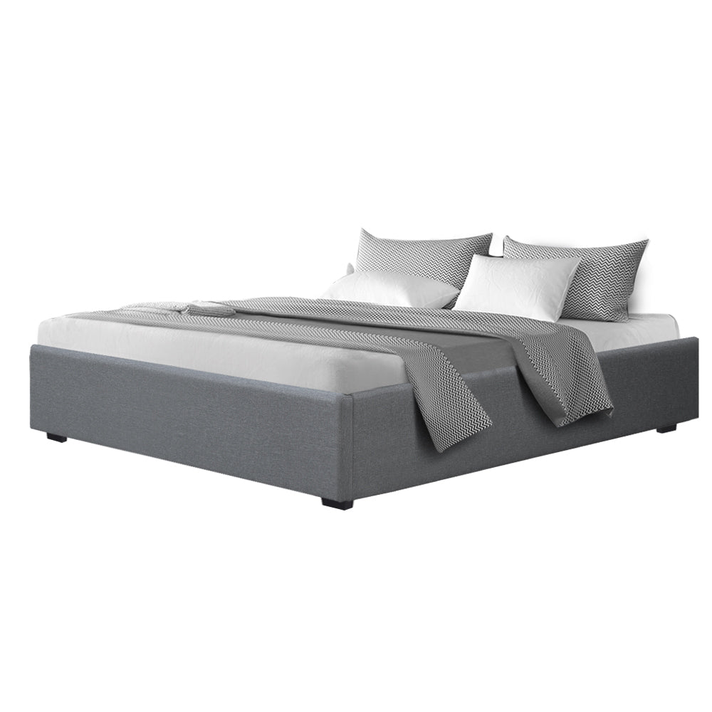 Chicago (King) Storage Bed Frame | Fabric - Grey - Homecoze