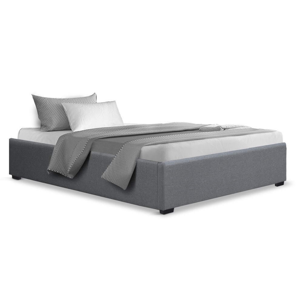 Chicago (King Single) Storage Bed Frame | Fabric - Grey - Homecoze