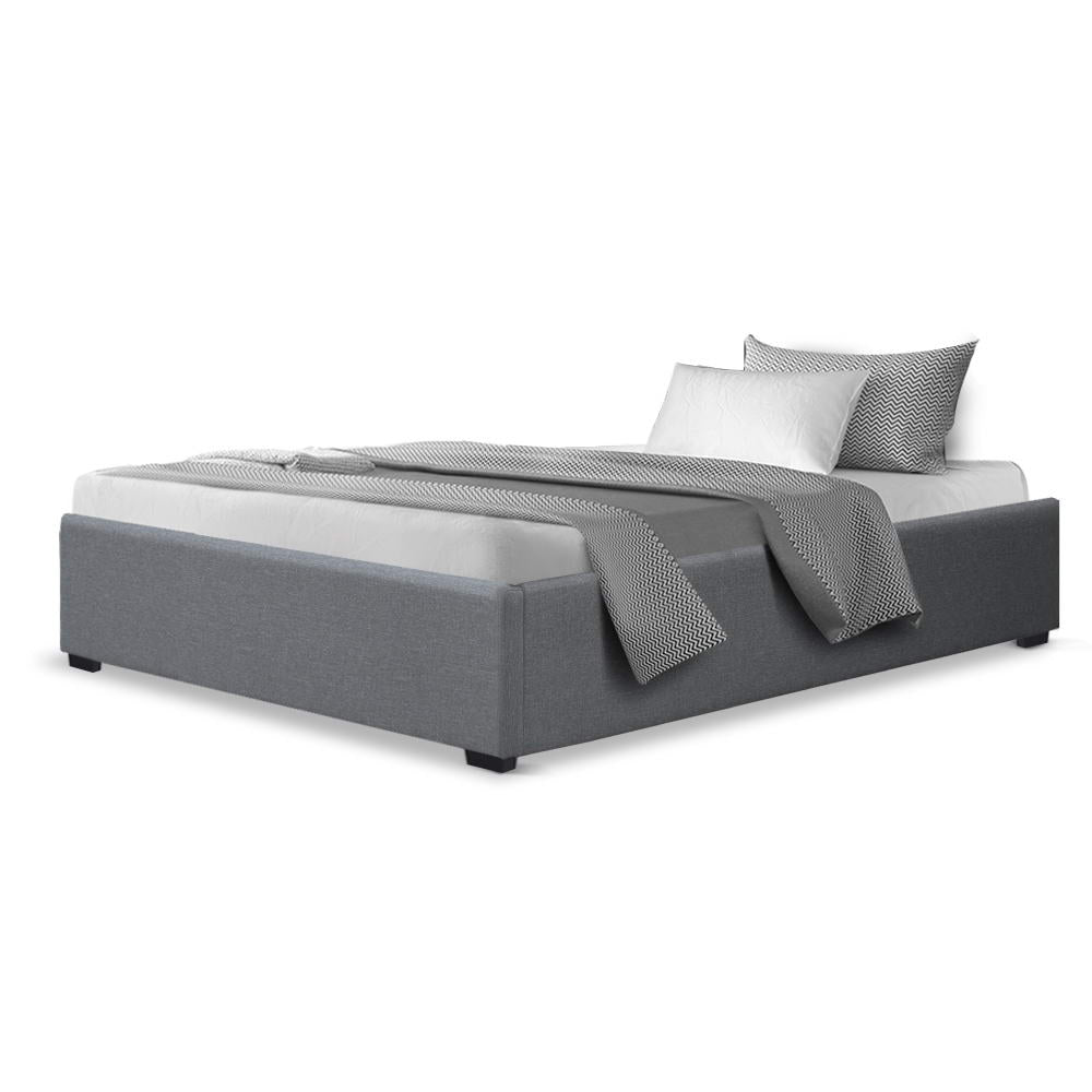 Chicago (King Single) Storage Bed Frame | Fabric - Grey - Homecoze