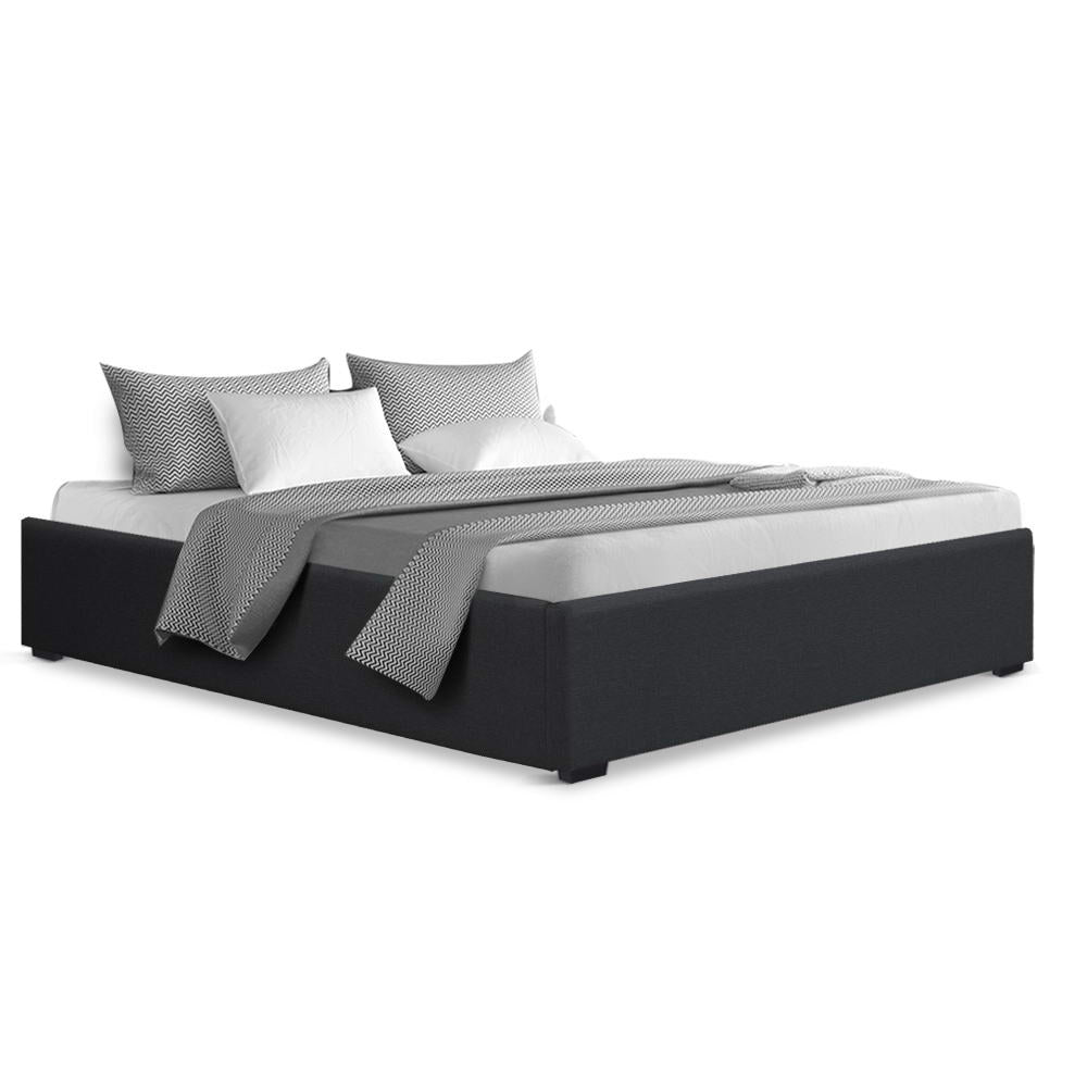 Chicago (Queen) Storage Bed Frame | Fabric - Charcoal - Homecoze