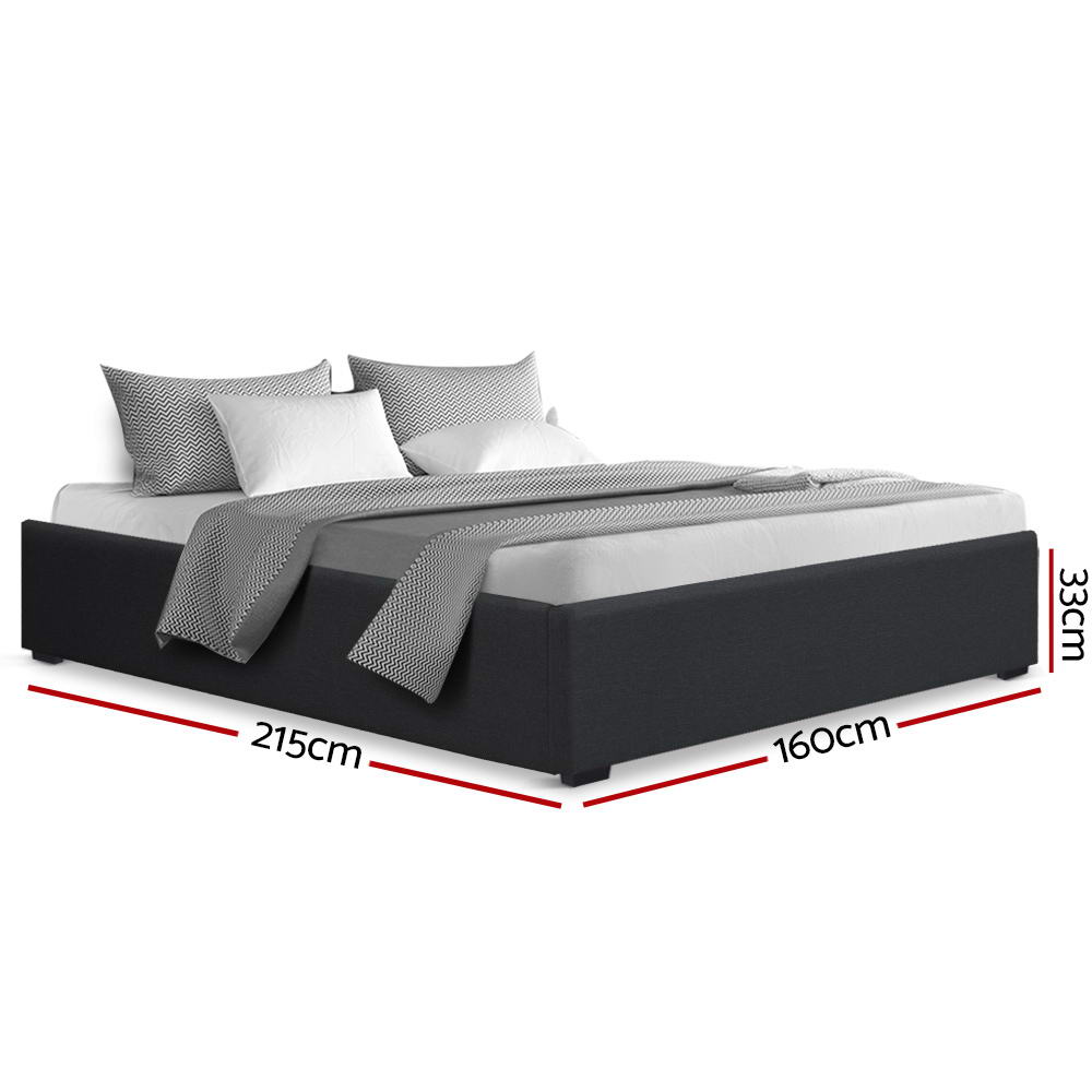 Chicago (Queen) Storage Bed Frame | Fabric - Charcoal - Homecoze