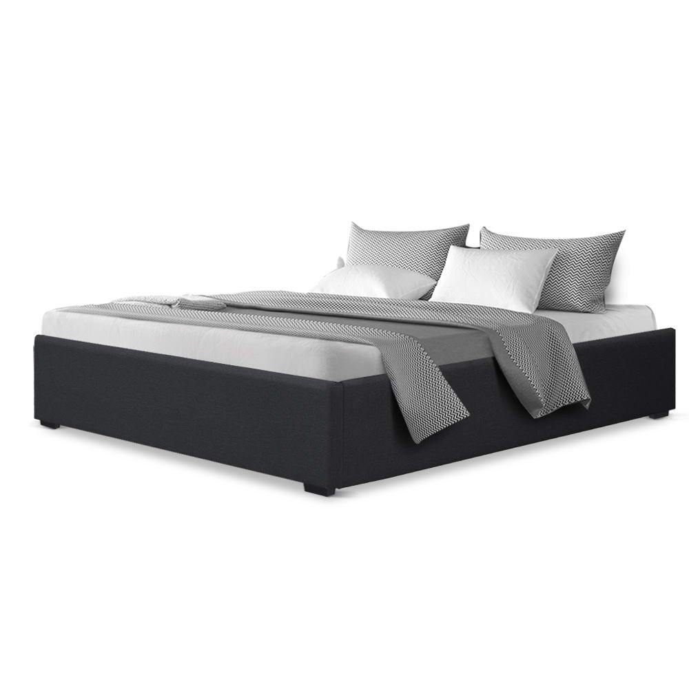 Chicago (Queen) Storage Bed Frame | Fabric - Charcoal - Homecoze