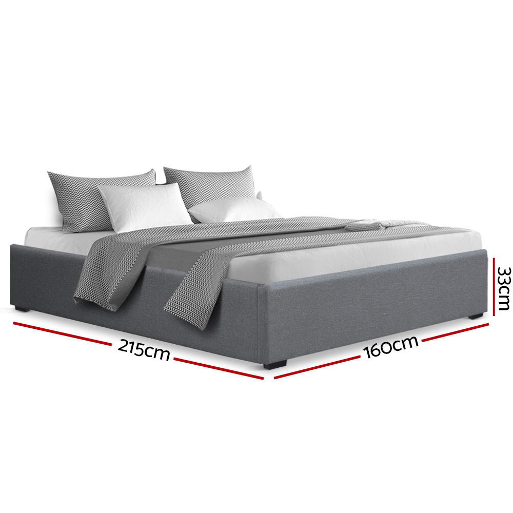 Chicago (Queen) Storage Bed Frame | Fabric - Grey - Homecoze