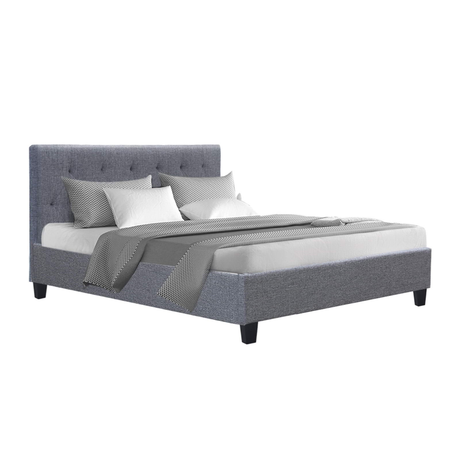 Vanke Bed Frame Fabric- Grey Double - Homecoze