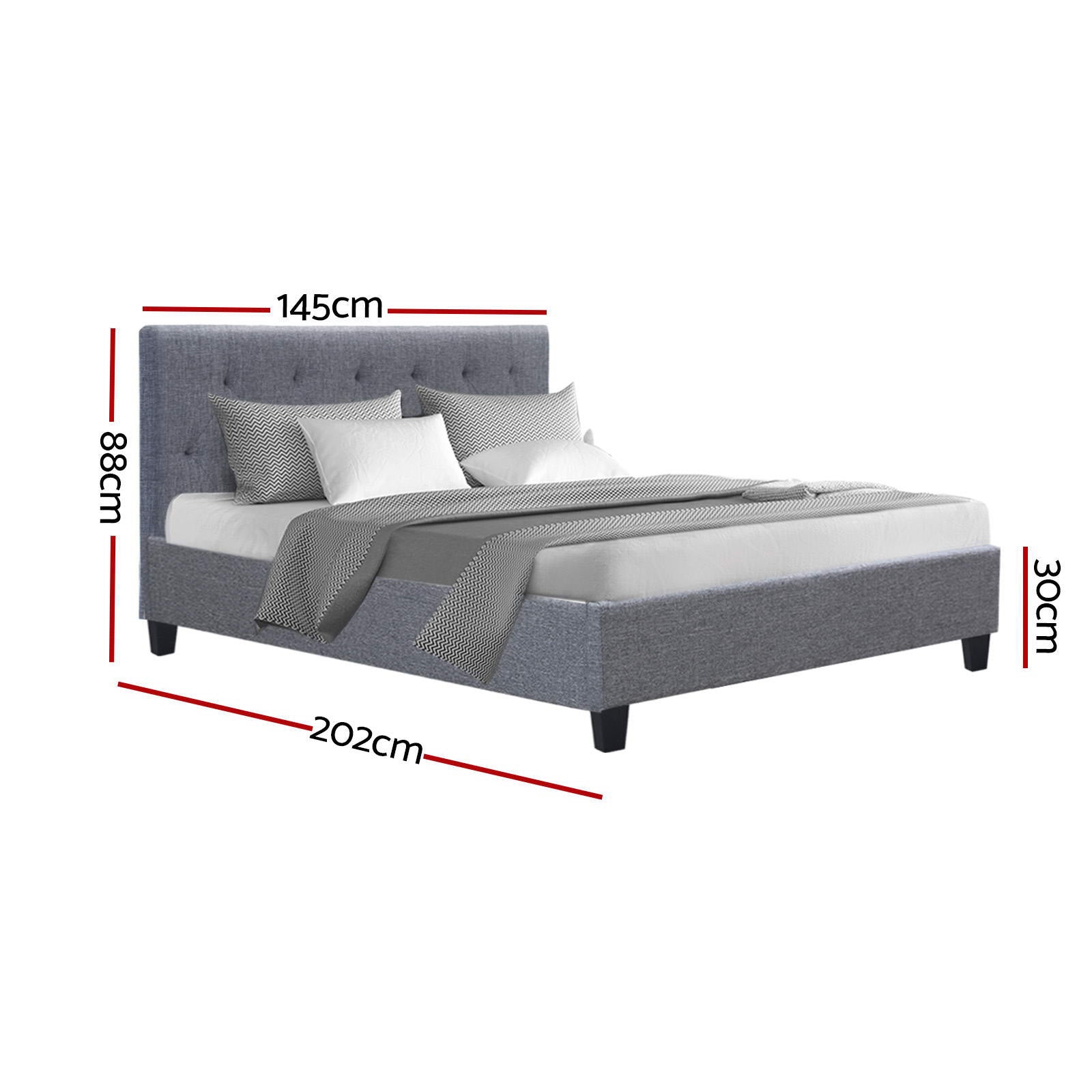 Vanke Bed Frame Fabric- Grey Double - Homecoze