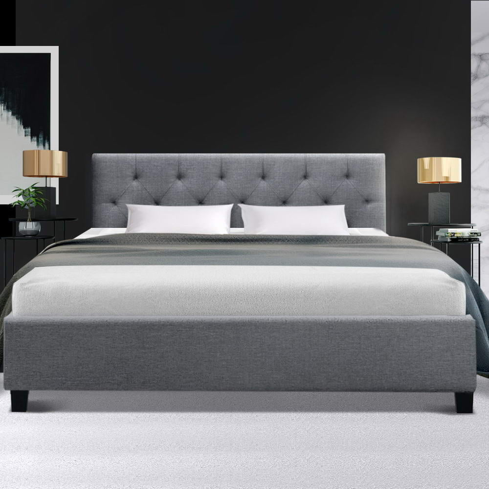 Vanke Bed Frame Fabric- Grey Double