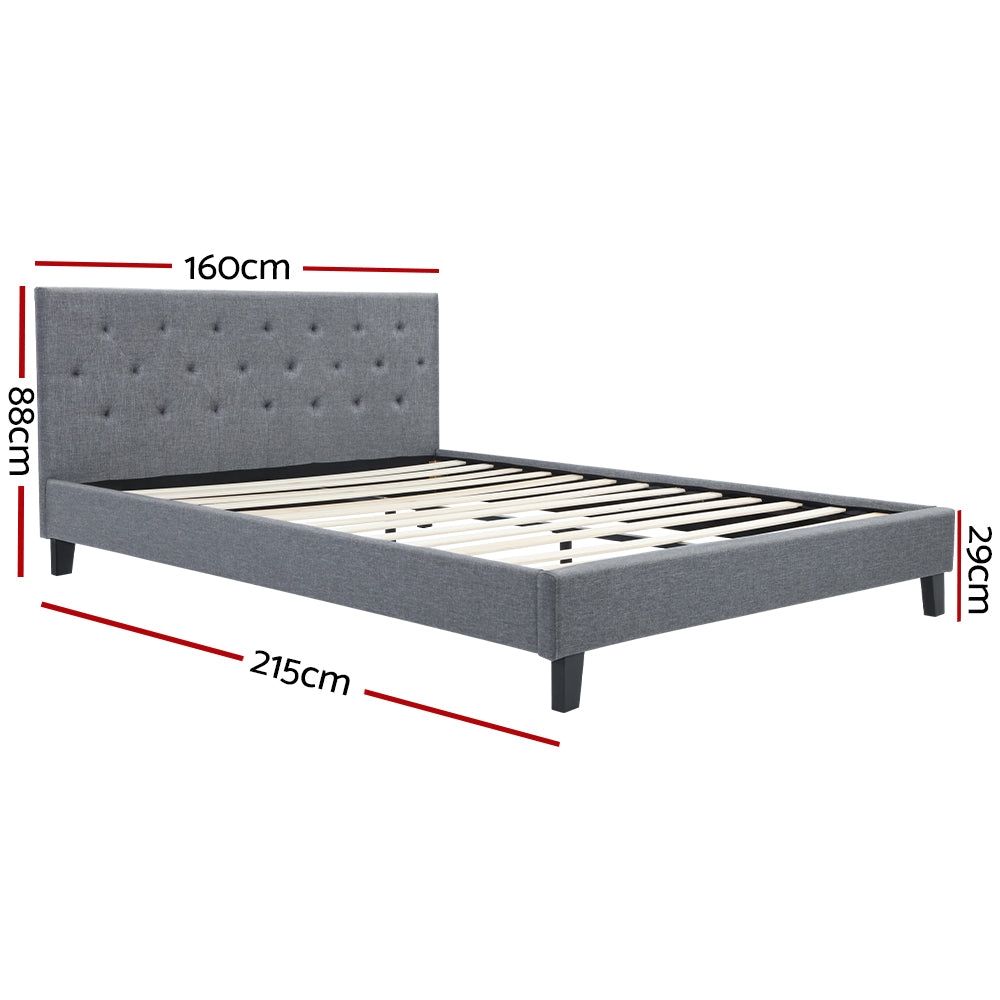 Vanke Bed Frame Fabric- Grey Queen - Homecoze
