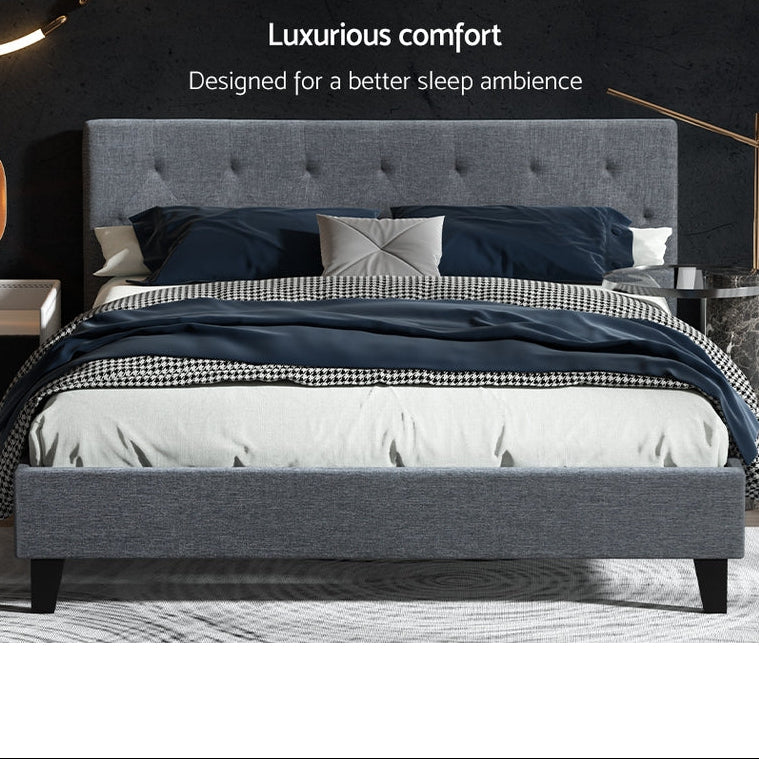 Vanke Bed Frame Fabric- Grey Queen - Homecoze