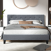 Vanke Bed Frame Fabric- Grey Queen - Homecoze