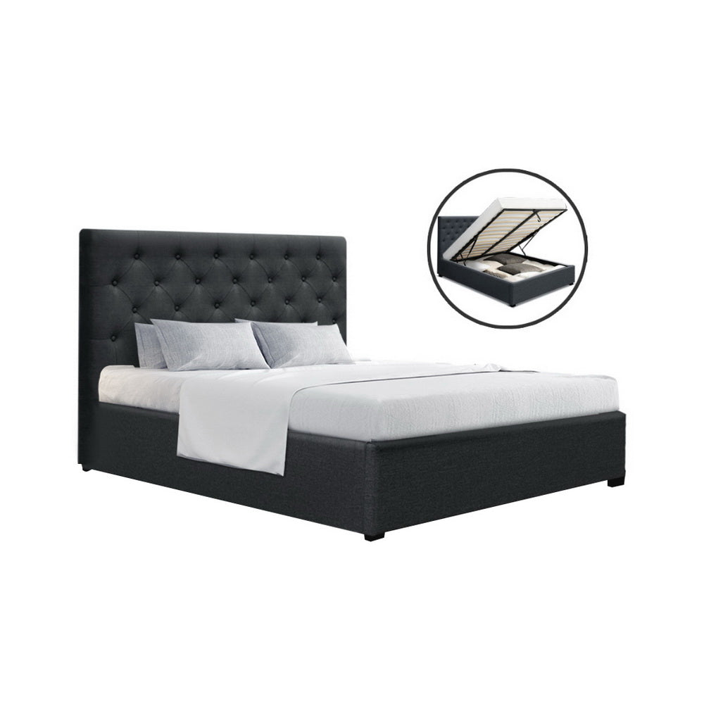 Kansas (Double) Storage Bed Frame - Charcoal - Homecoze