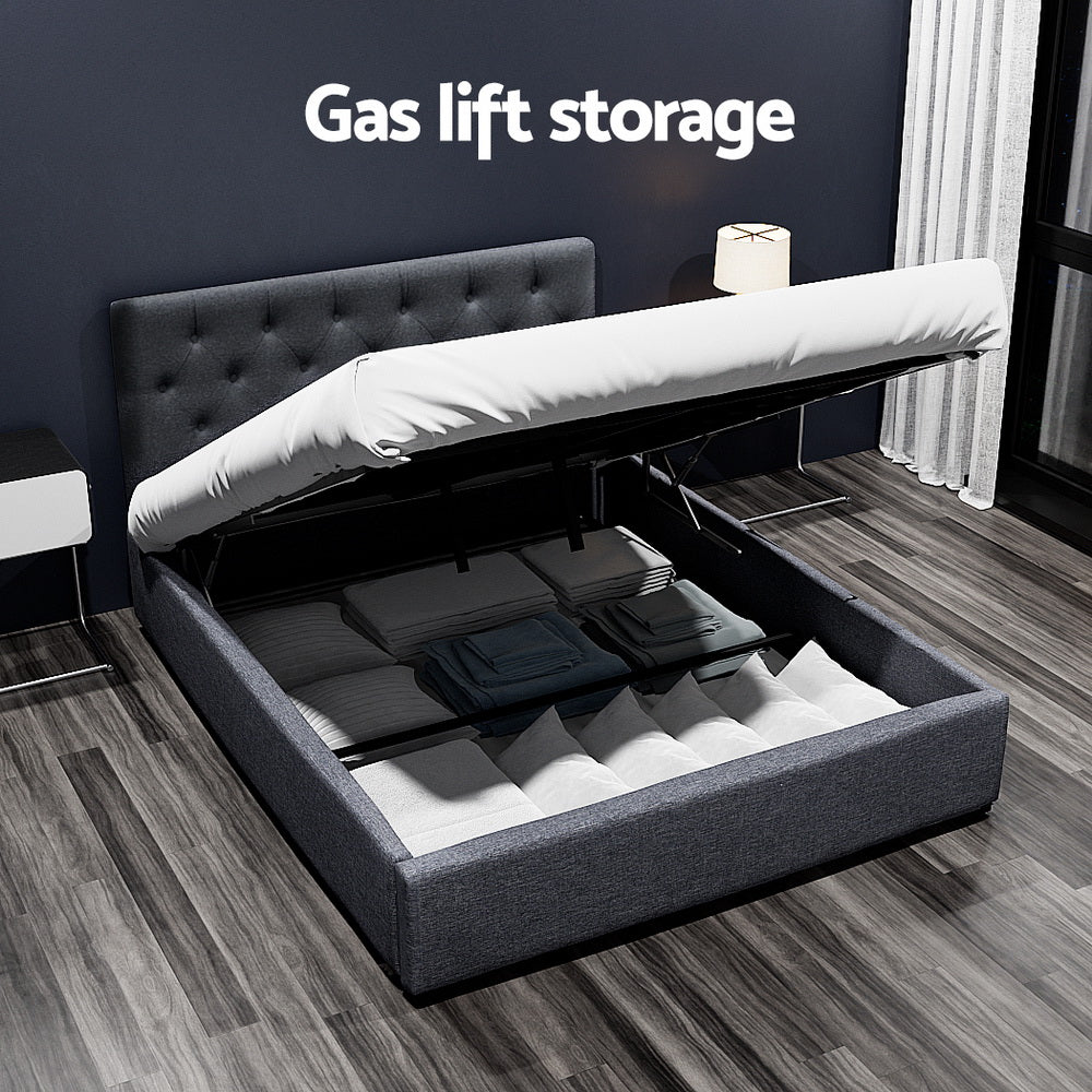 Kansas (Double) Storage Bed Frame - Charcoal - Homecoze