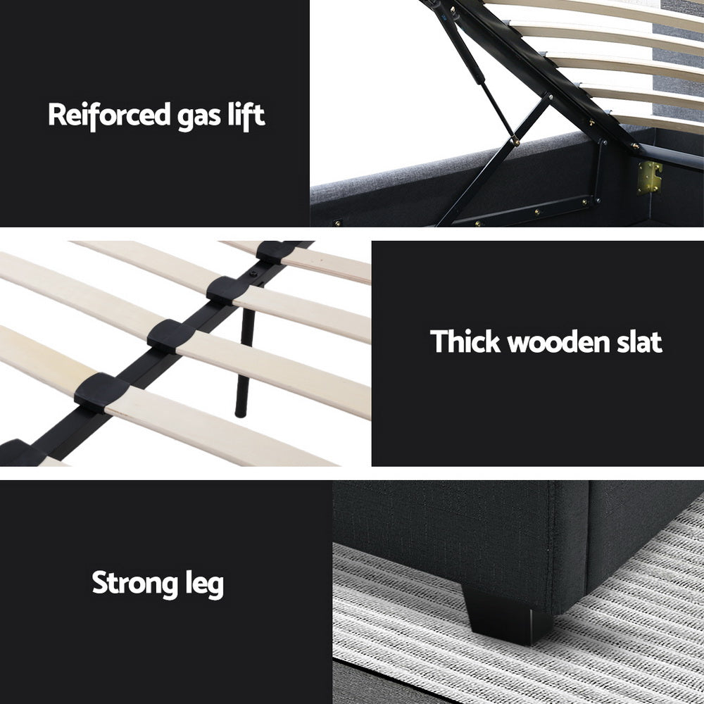 Kansas (Double) Storage Bed Frame - Charcoal - Homecoze