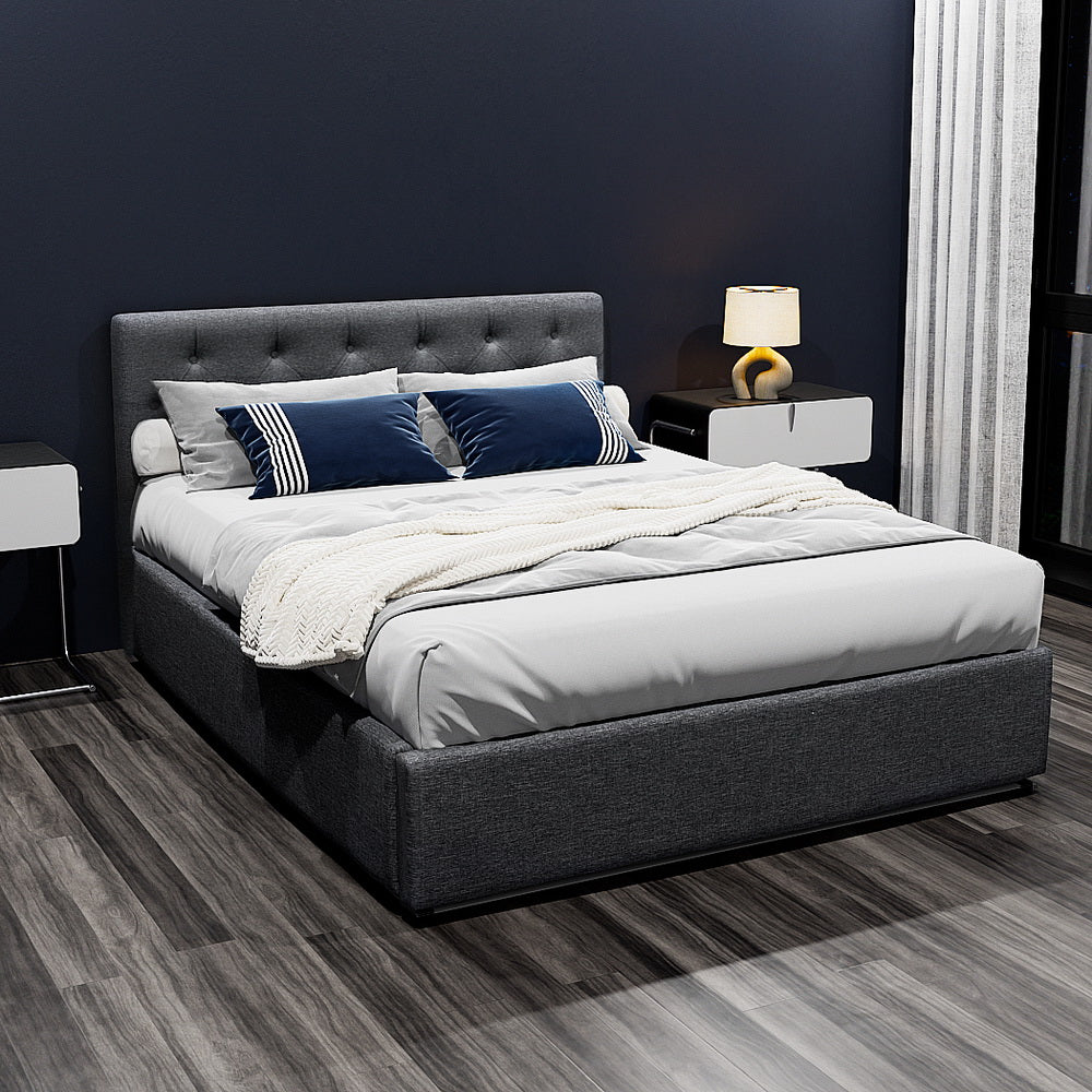 Kansas (Double) Storage Bed Frame - Charcoal - Homecoze