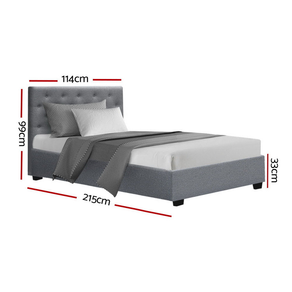 Kansas (King Single) Storage Bed Frame - Grey - Homecoze