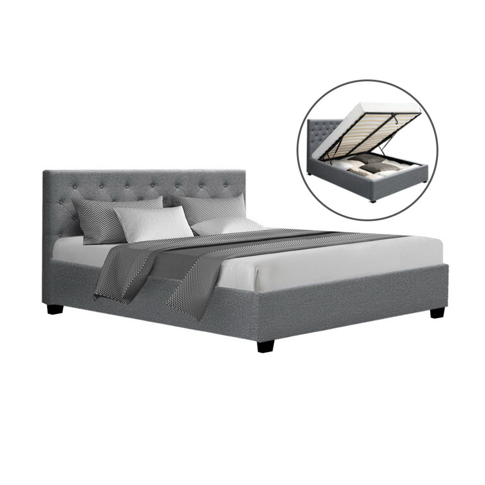 Kansas (Queen) Storage Bed Frame - Grey - Homecoze