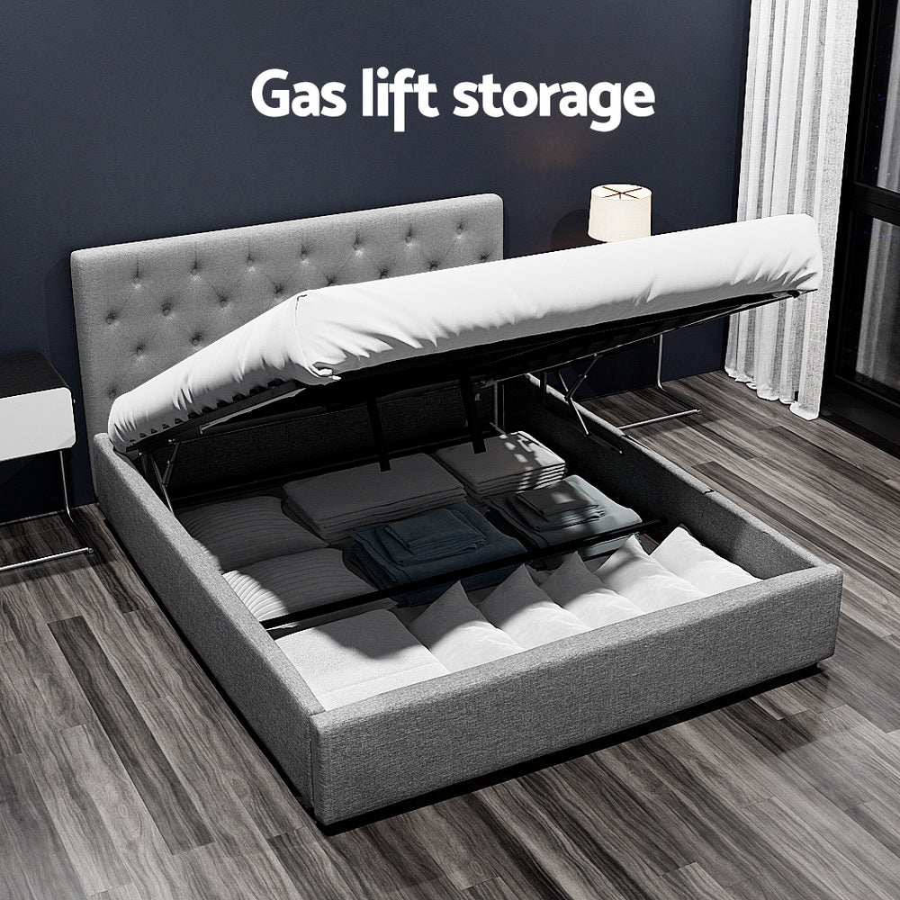 Kansas (Queen) Storage Bed Frame - Grey - Homecoze