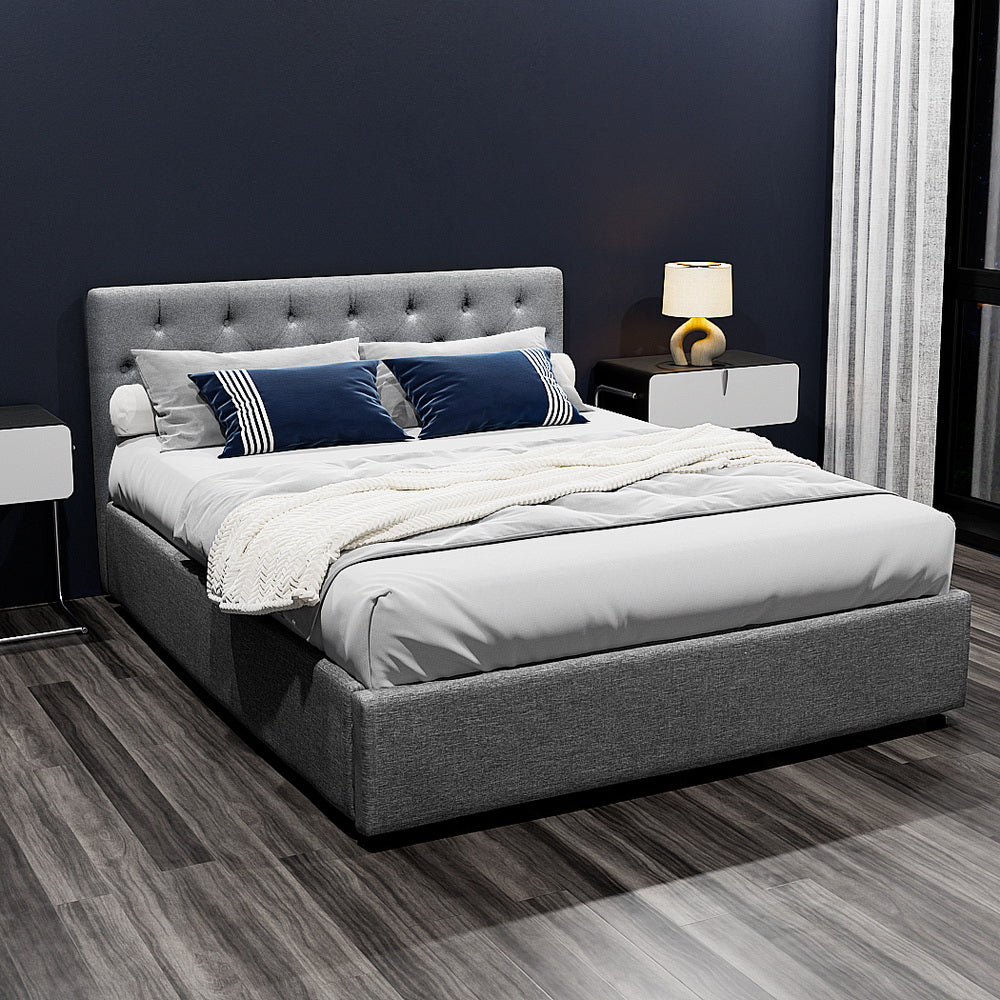 Kansas (Queen) Storage Bed Frame - Grey - Homecoze