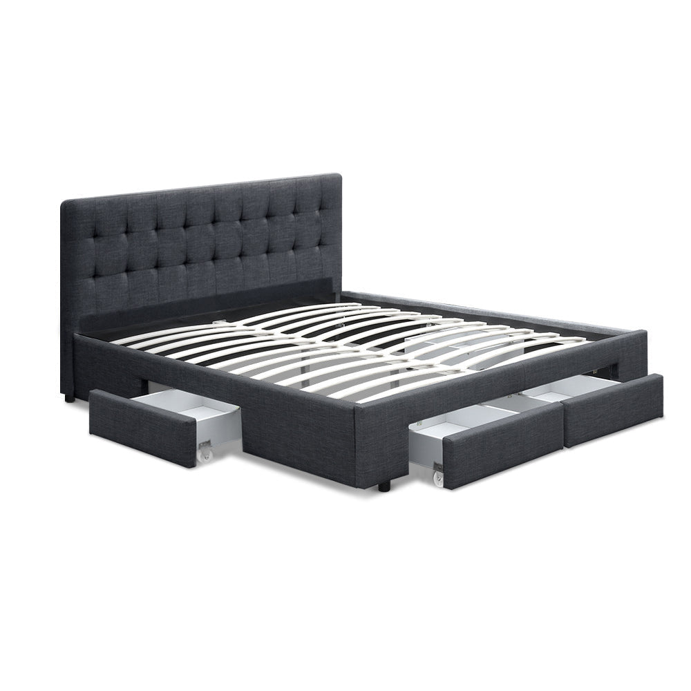 Austin (Double) Storage Bed Frame | Fabric - Charcoal - Homecoze
