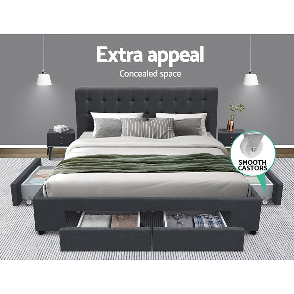 Austin (Double) Storage Bed Frame | Fabric - Charcoal - Homecoze