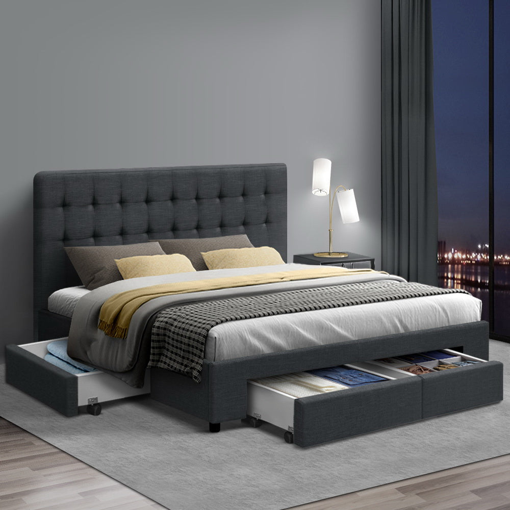 Austin (Double) Storage Bed Frame | Fabric - Charcoal - Homecoze