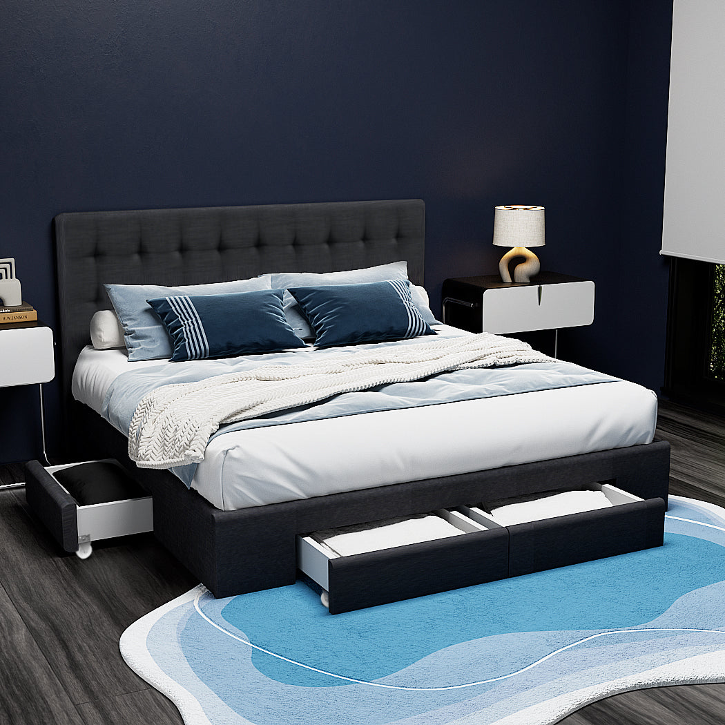 Austin (Double) Storage Bed Frame | Fabric - Charcoal - Homecoze