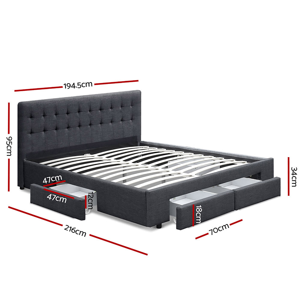 Austin (King) Storage Bed Frame | Fabric - Charcoal