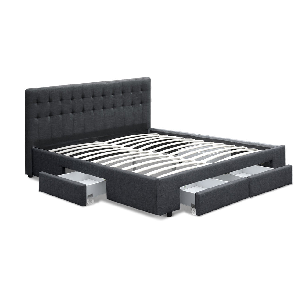 Austin (King) Storage Bed Frame | Fabric - Charcoal - Homecoze