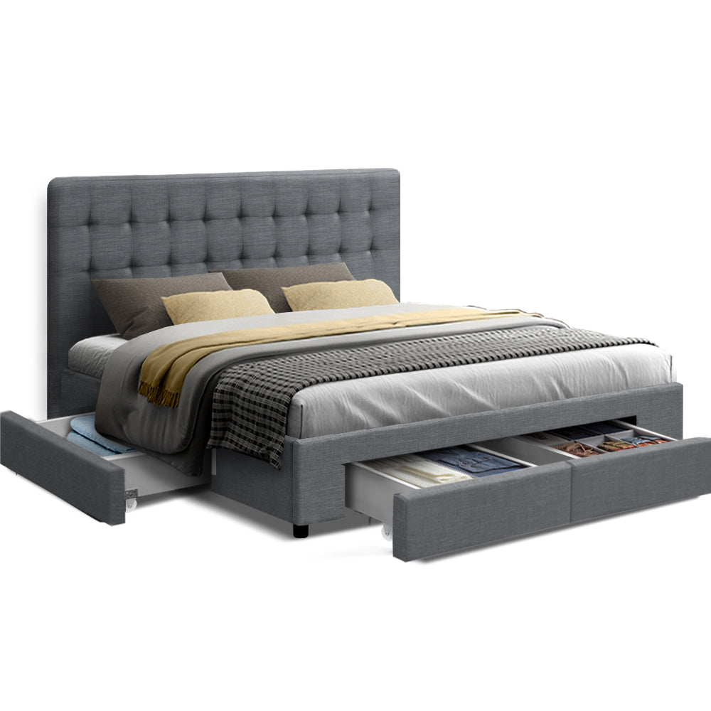 Austin (King) Storage Bed Frame | Fabric - Grey - Homecoze