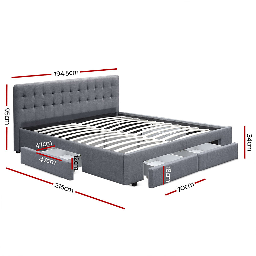 Austin (King) Storage Bed Frame | Fabric - Grey