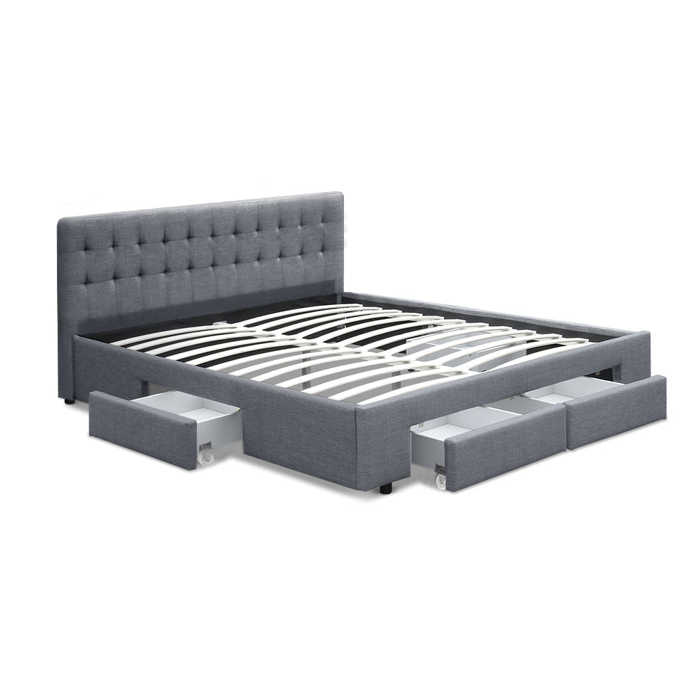 Austin (King) Storage Bed Frame | Fabric - Grey - Homecoze