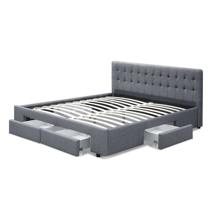 Austin (King) Storage Bed Frame | Fabric - Grey