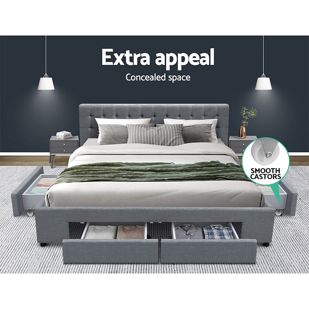Austin (King) Storage Bed Frame | Fabric - Grey - Homecoze
