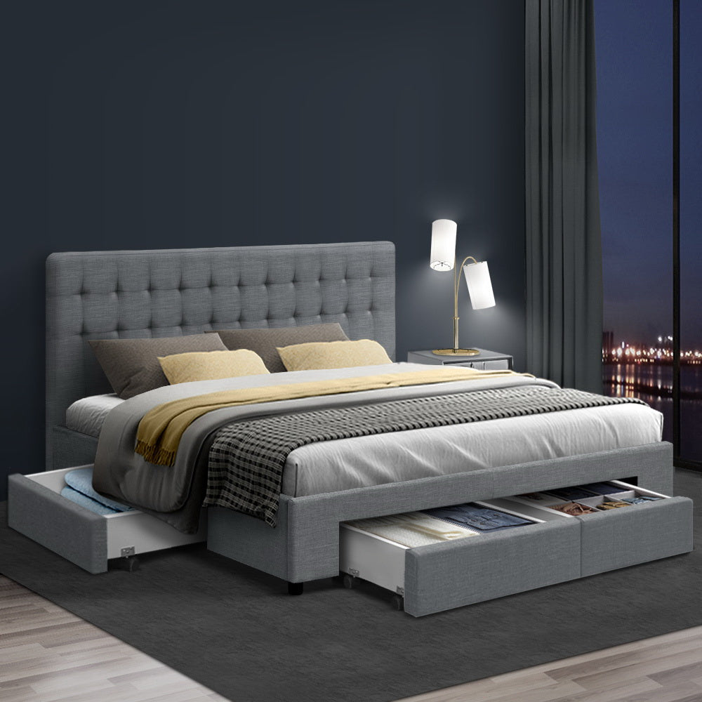 Austin (King) Storage Bed Frame | Fabric - Grey