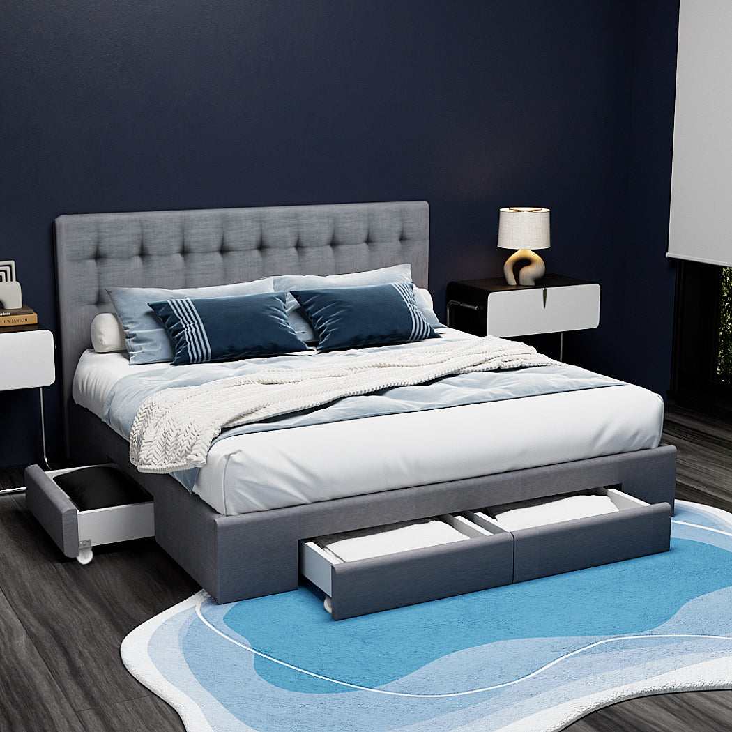 Austin (King) Storage Bed Frame | Fabric - Grey - Homecoze