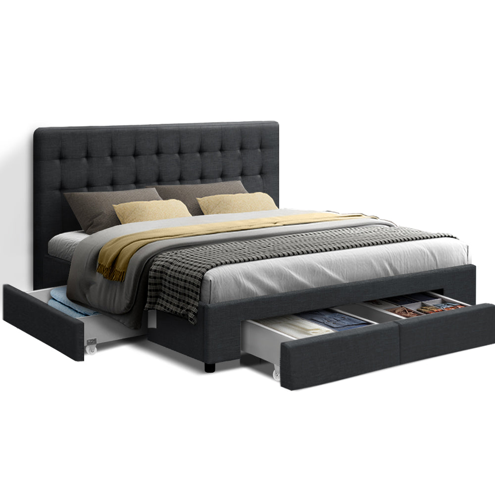 Austin (Queen) Storage Bed Frame | Fabric - Charcoal - Homecoze
