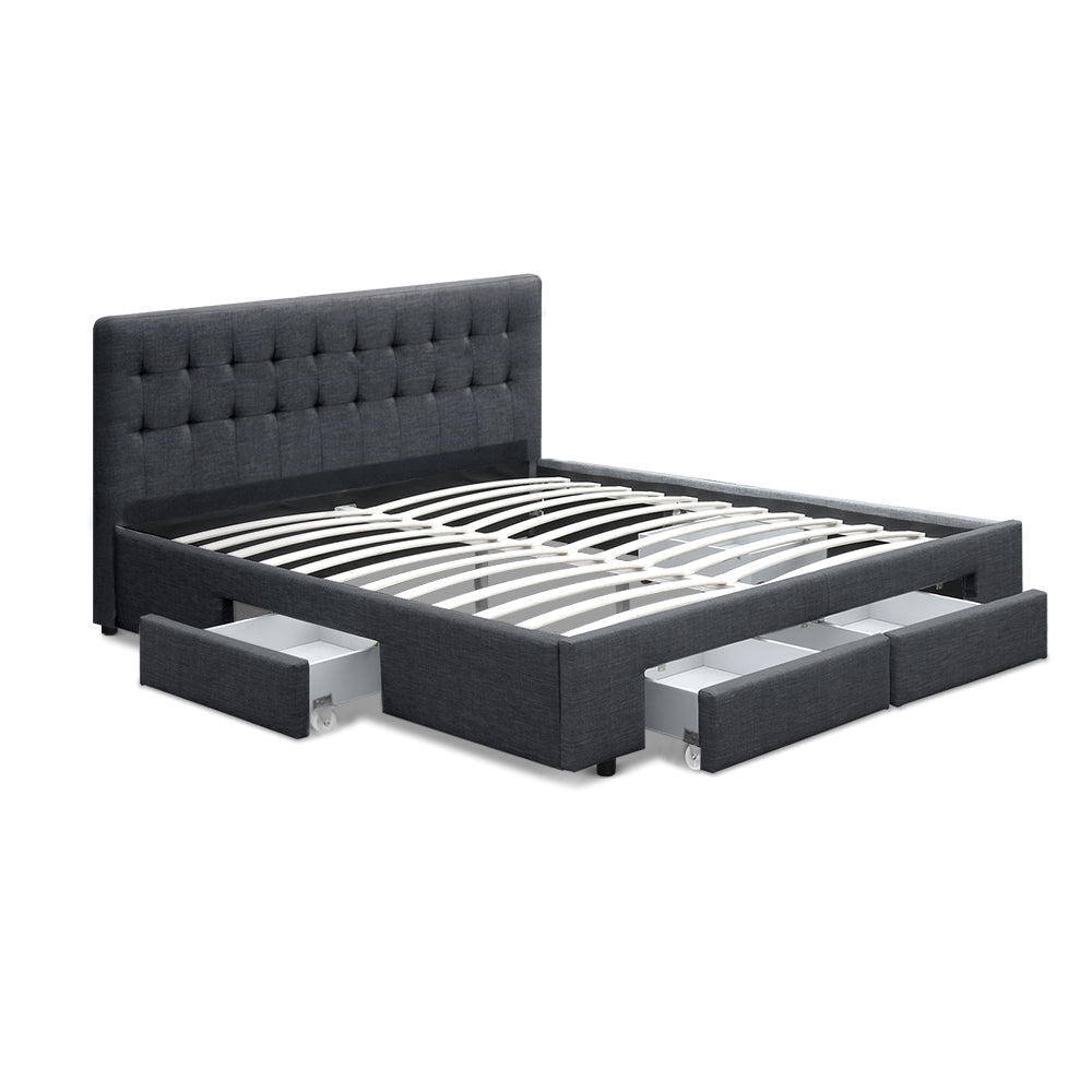 Austin (Queen) Storage Bed Frame | Fabric - Charcoal - Homecoze