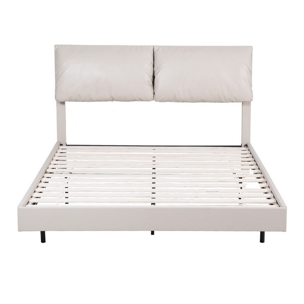Hollis (Double) LED PU Leather Bed Frame - White