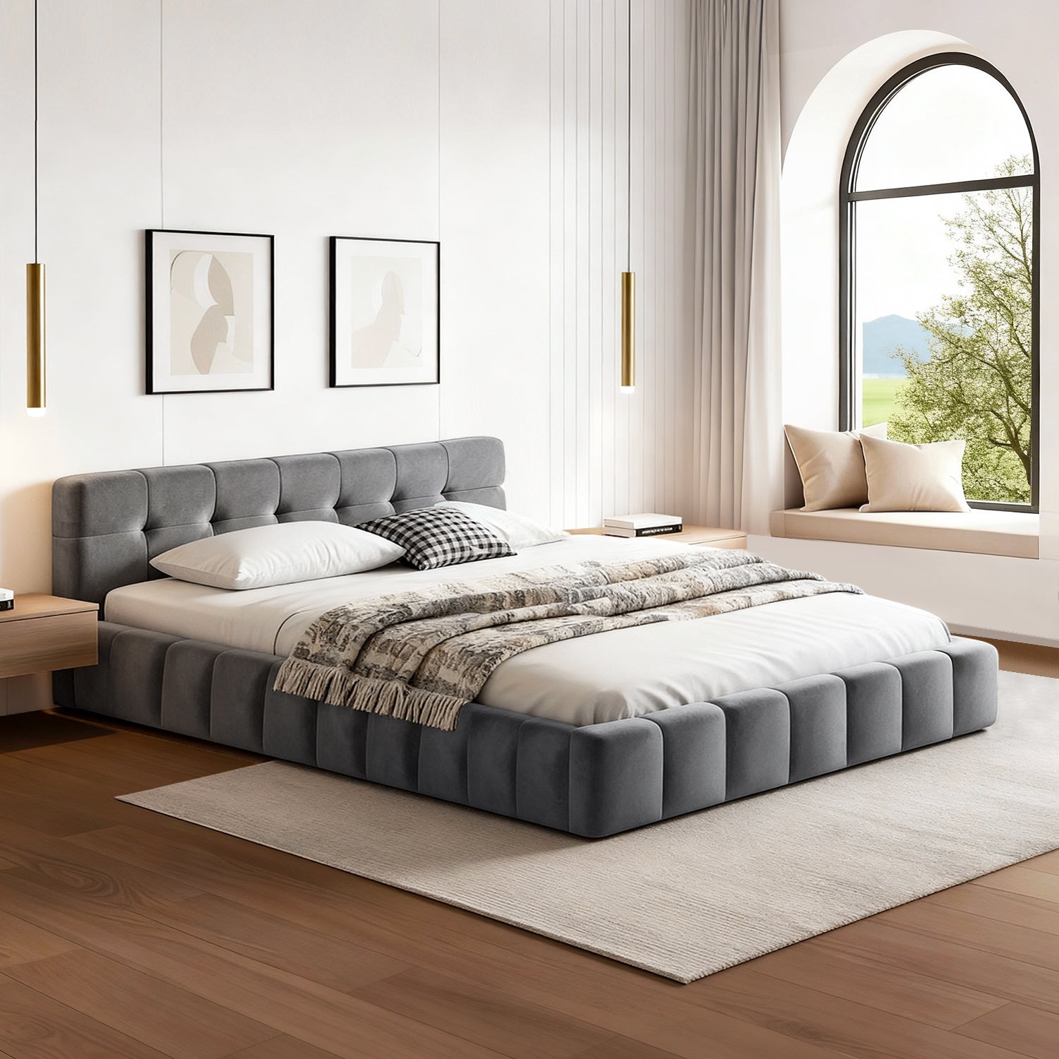 Hamilton (Double) Low Profile Bed Frame - Grey - Homecoze