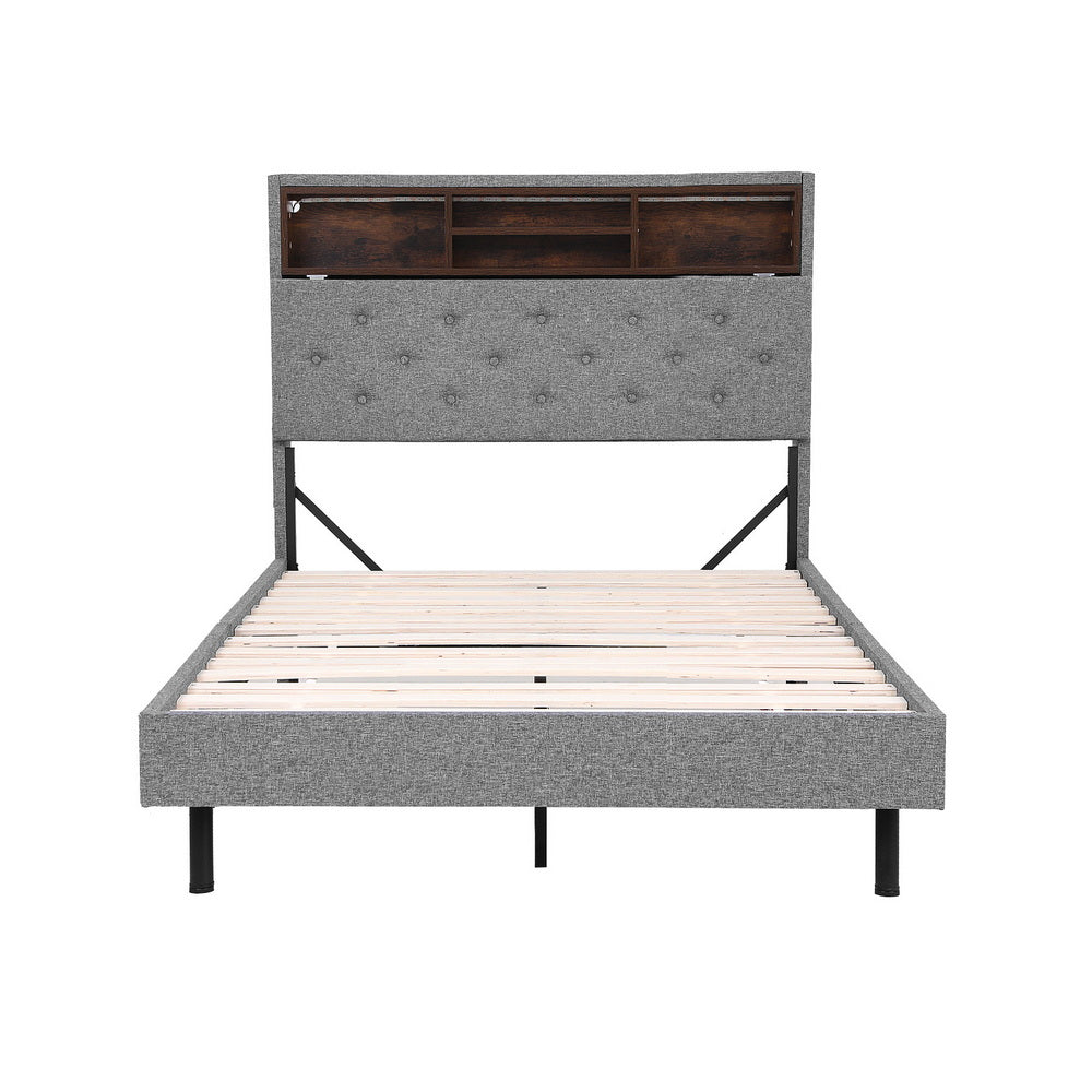 Benson (King Single) Bed Frame | Fabric - Grey - Homecoze