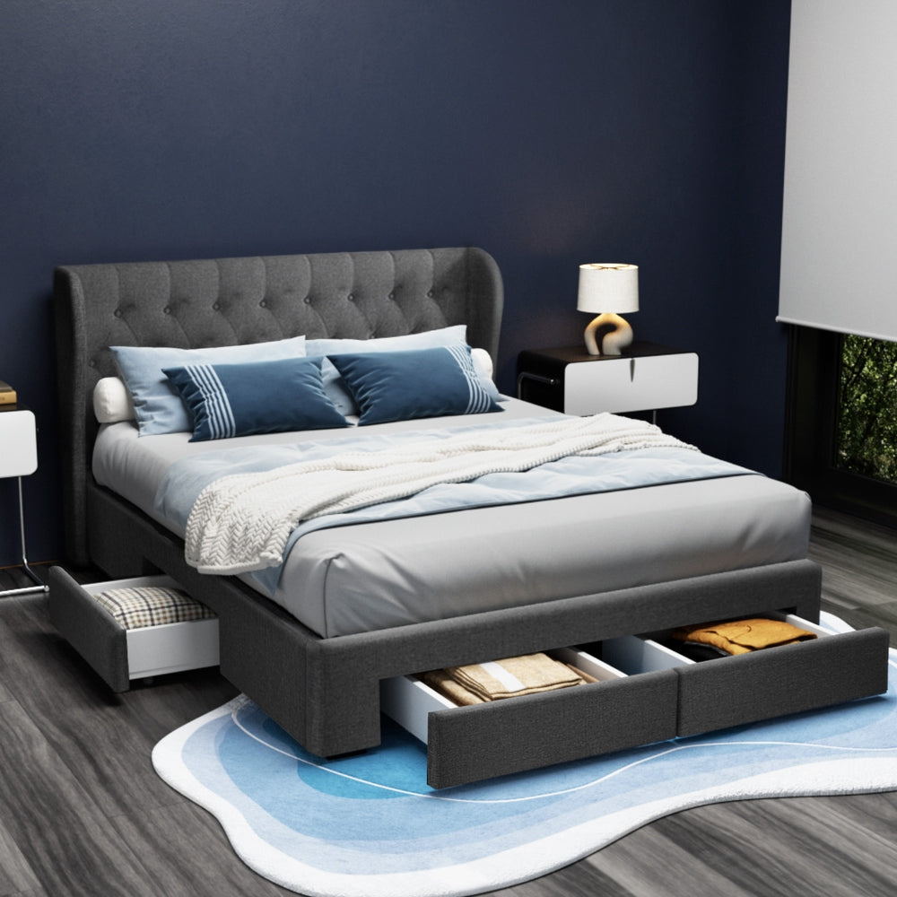 Orlando (Queen) Storage Bed Frame | Fabric - Charcoal - Homecoze