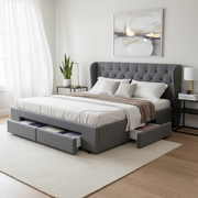 Orlando (Queen) Storage Bed Frame - Grey - Homecoze