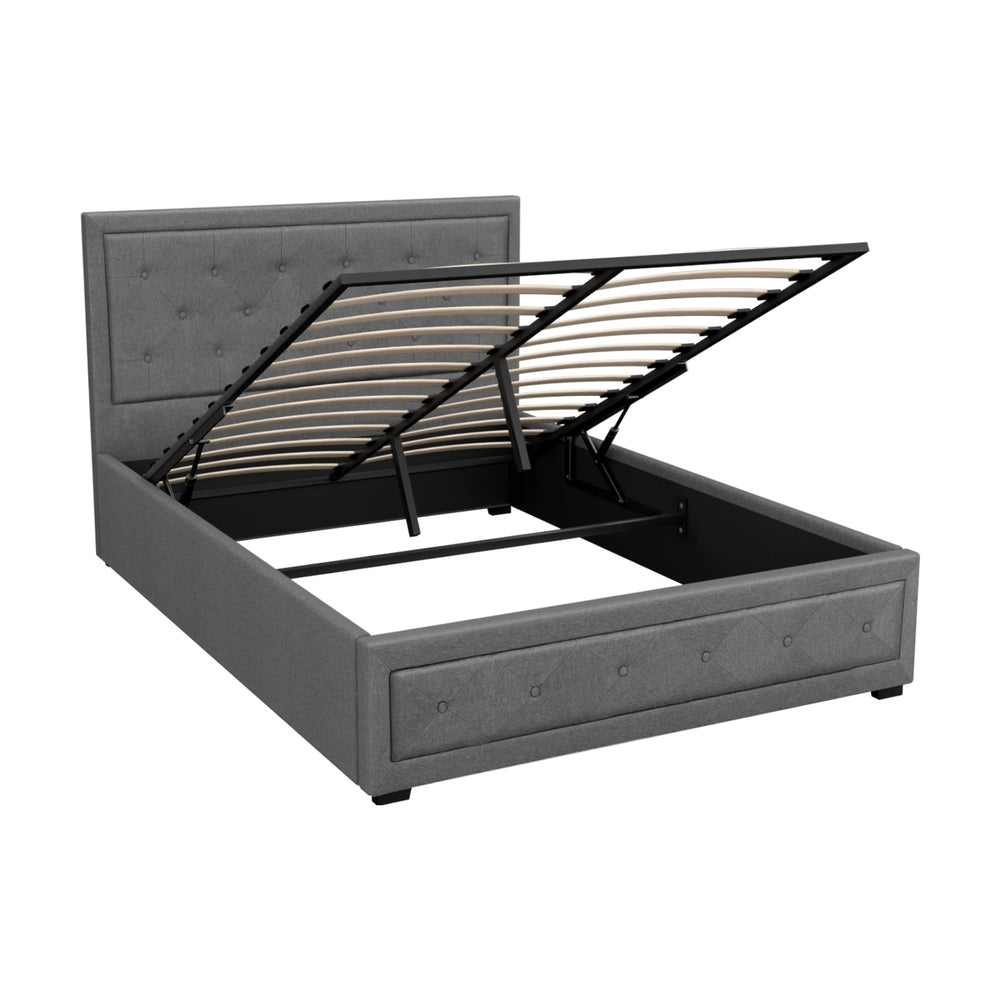 Camden (Double) Storage Bed Frame | Fabric - Grey - Homecoze
