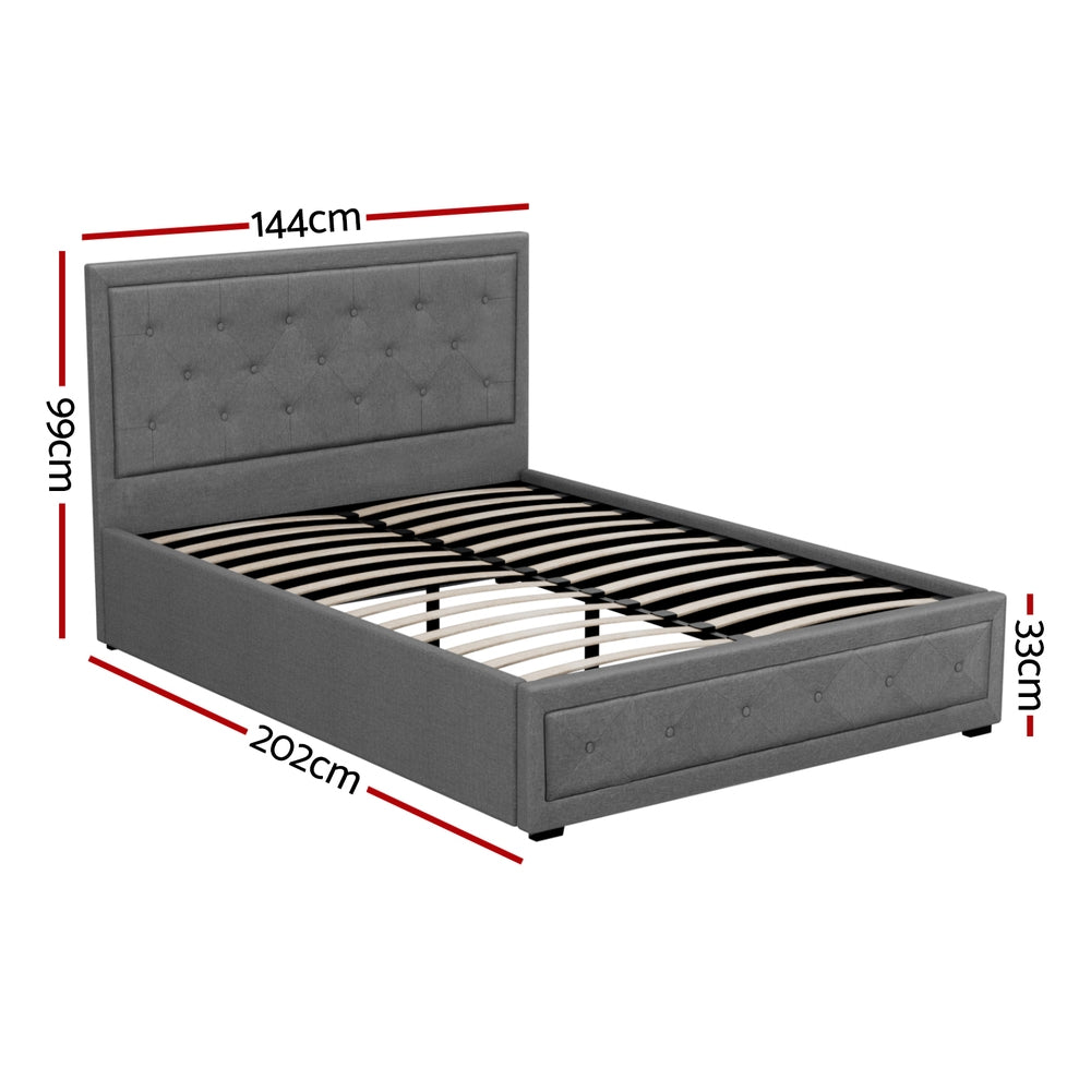 Camden (Double) Storage Bed Frame | Fabric - Grey - Homecoze