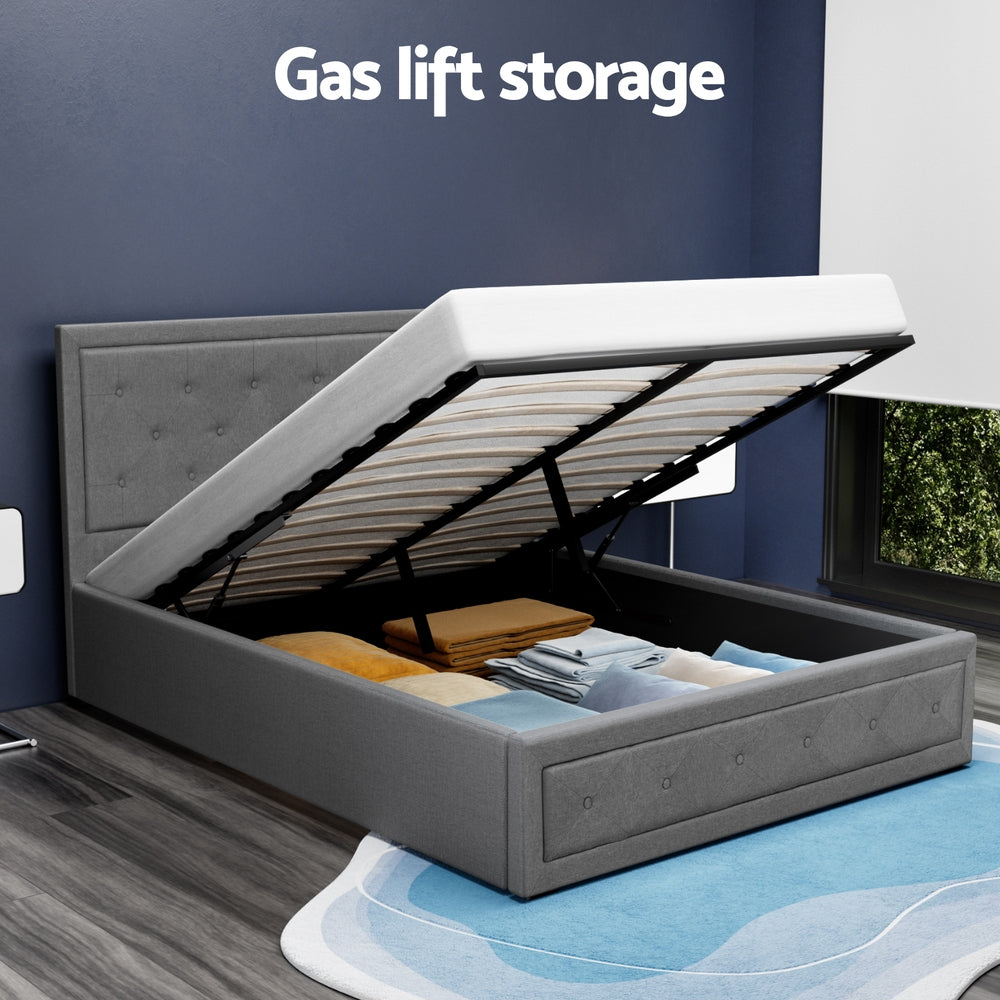 Camden (Double) Storage Bed Frame | Fabric - Grey - Homecoze